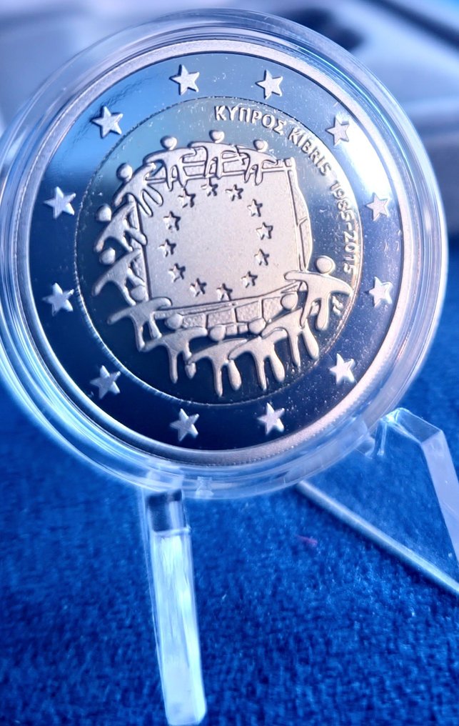 Cyprus. 2 Euro 2015/2017 "European Flag" + "Paphos" (2 coins) Proof  (Zonder minimumprijs) #2.1