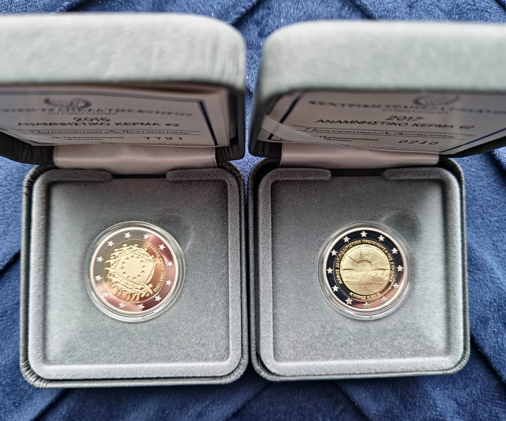 Cyprus. 2 Euro 2015/2017 "European Flag" + "Paphos" (2 coins) Proof  (Zonder minimumprijs) #1.0