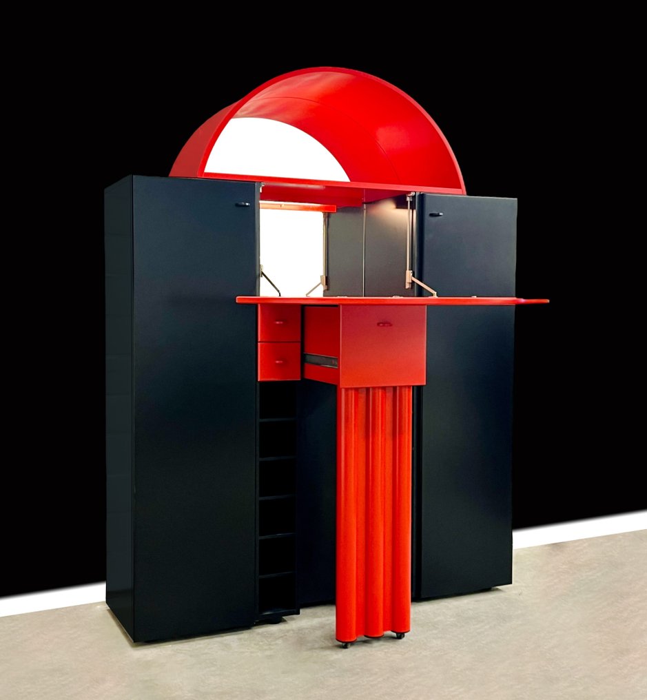 Lübke Interlübke - Peter Maly - 柜橱 - 后现代红色黑色条纹柜 - hout #1.0