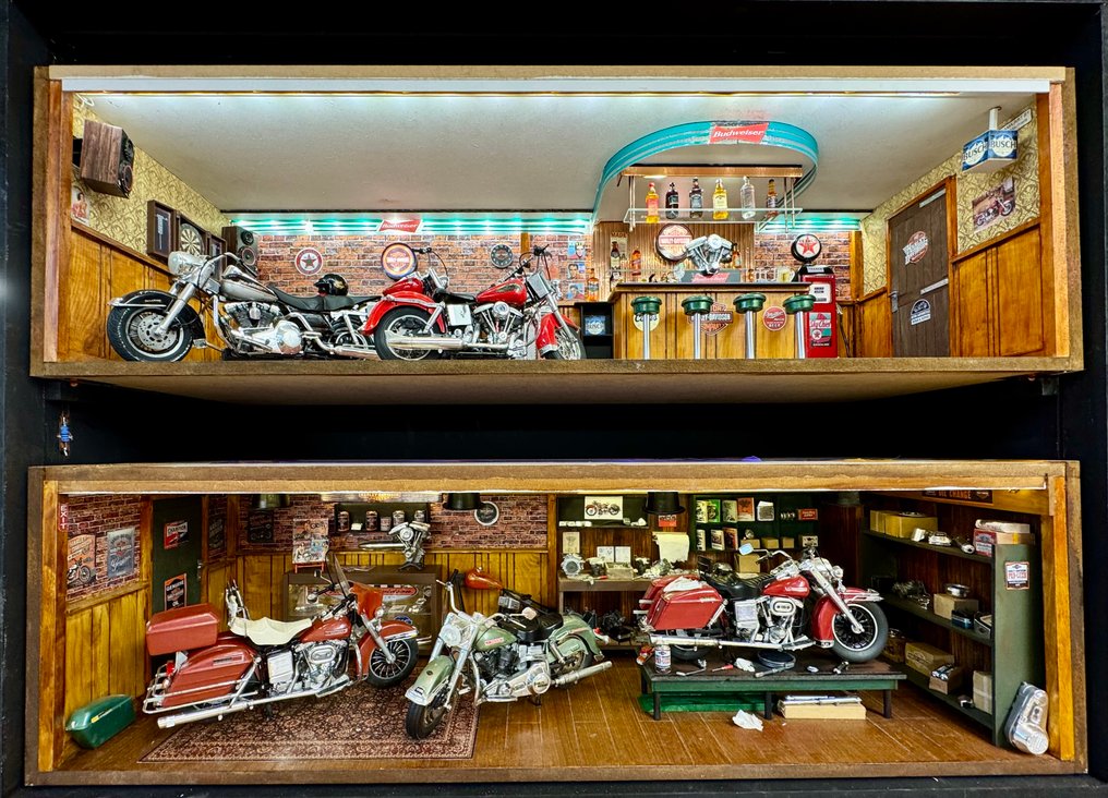1:12 - Modelmotorcykel - Diorama - Harley Davidson - Bar - Garage #1.0
