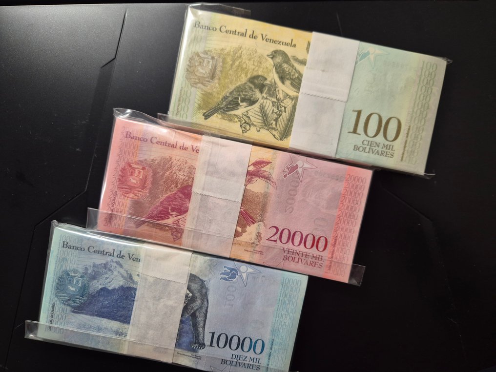 Βενεζουέλα. - 100 x 10 000, 20 000 and 100 000 Bolívares - 2017 - 3 original bundles - Pick 98, 99, 100 (χωρίς τιμή ασφαλείας) #1.0