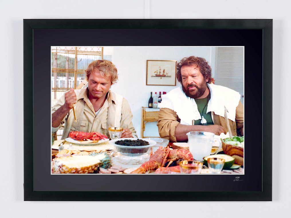 Terence Hill & Bud Spencer in "I'm for the Hippopotamus" .. (1979) - Fine Art Photography - Luxury Wooden Framed 70X50 cm - Limited Edition Nr 03 of 30 - Serial ID 16932 - Original Certificate (COA), Hologram Logo Editor and QR Code - 100% New items. #2.2