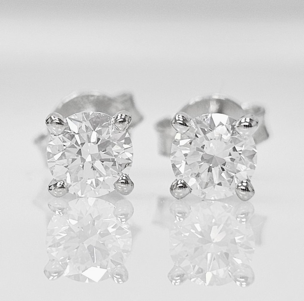 耳环 - 14K包金 白金 -  0.60 tw. 钻石  (天然) #3.2