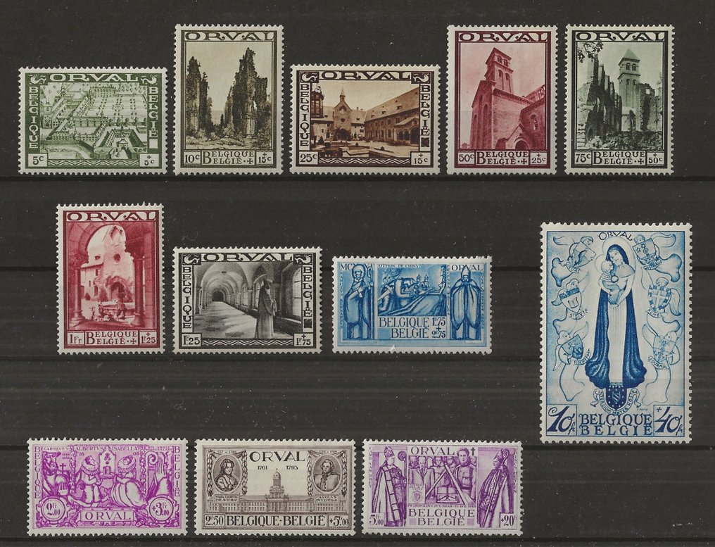 Belgien 1933 - Grand Orval, hela serien - OBP/COB 363/74 #1.1