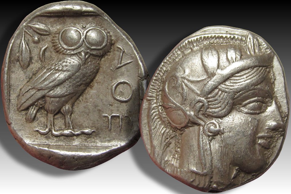 Attica, Atene. Tetradrachm 454-404 B.C. - great example, large part of crest visible - #2.1
