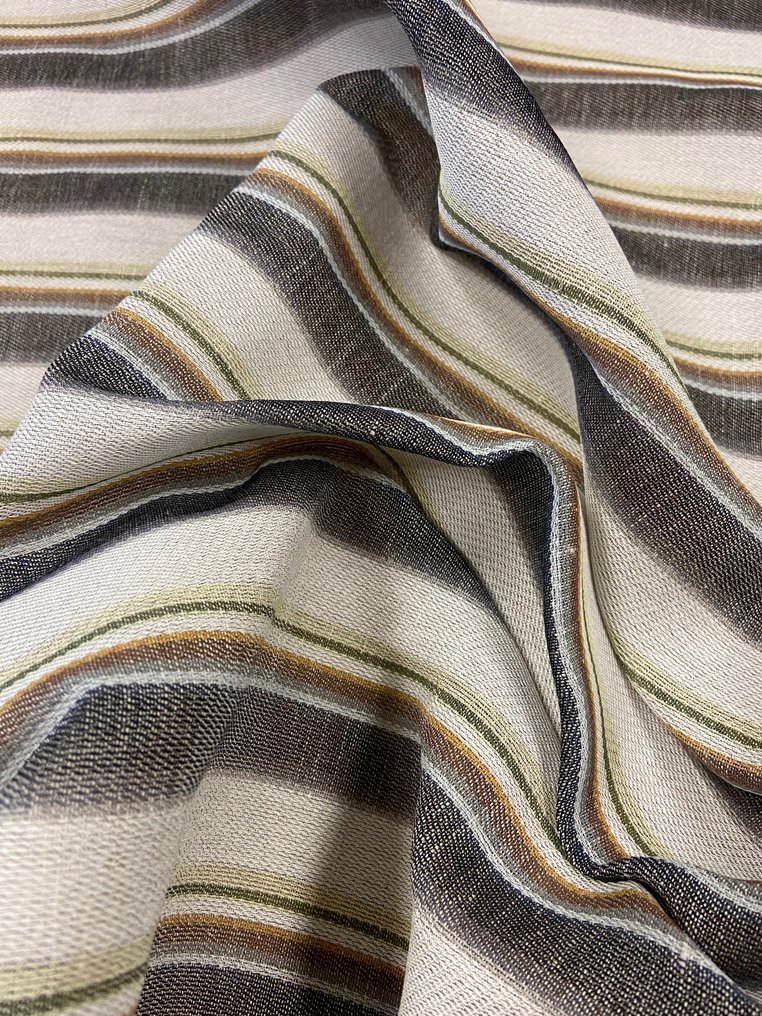 Raro tessuto in puro lino con righe verticali nere e bianche - Tessuto  - 600 cm - 160 cm #2.1