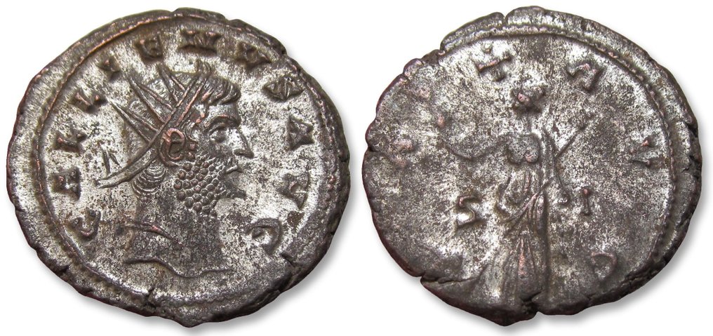 Cesarstwo Rzymskie. Gallienus (AD 253-268). Silvered Antoninianus Siscia mint circa 267-268 A.D. - PAX AVG, S and I in left and right field - heavy coin #2.1
