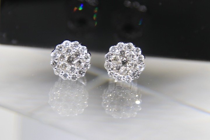 Boucles d'oreilles - 14 carats Or blanc -  2.00ct. tw. Diamant  (Naturelle) #2.2