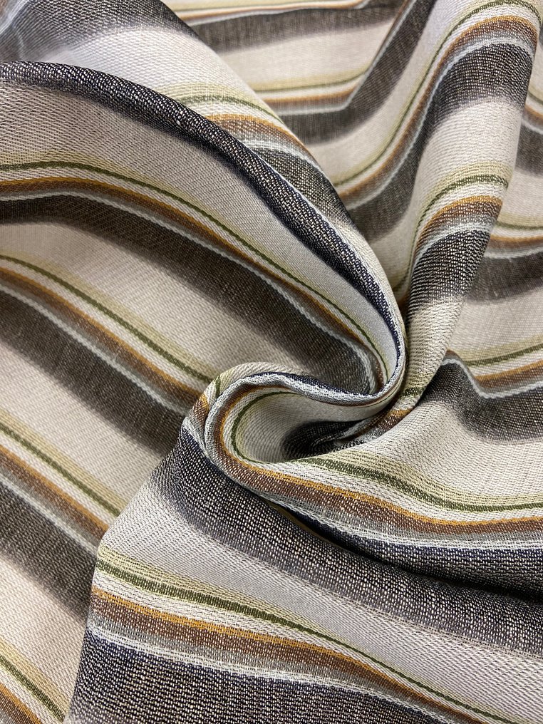 Raro tessuto in puro lino con righe verticali nere e bianche - Tessuto  - 600 cm - 160 cm #1.0