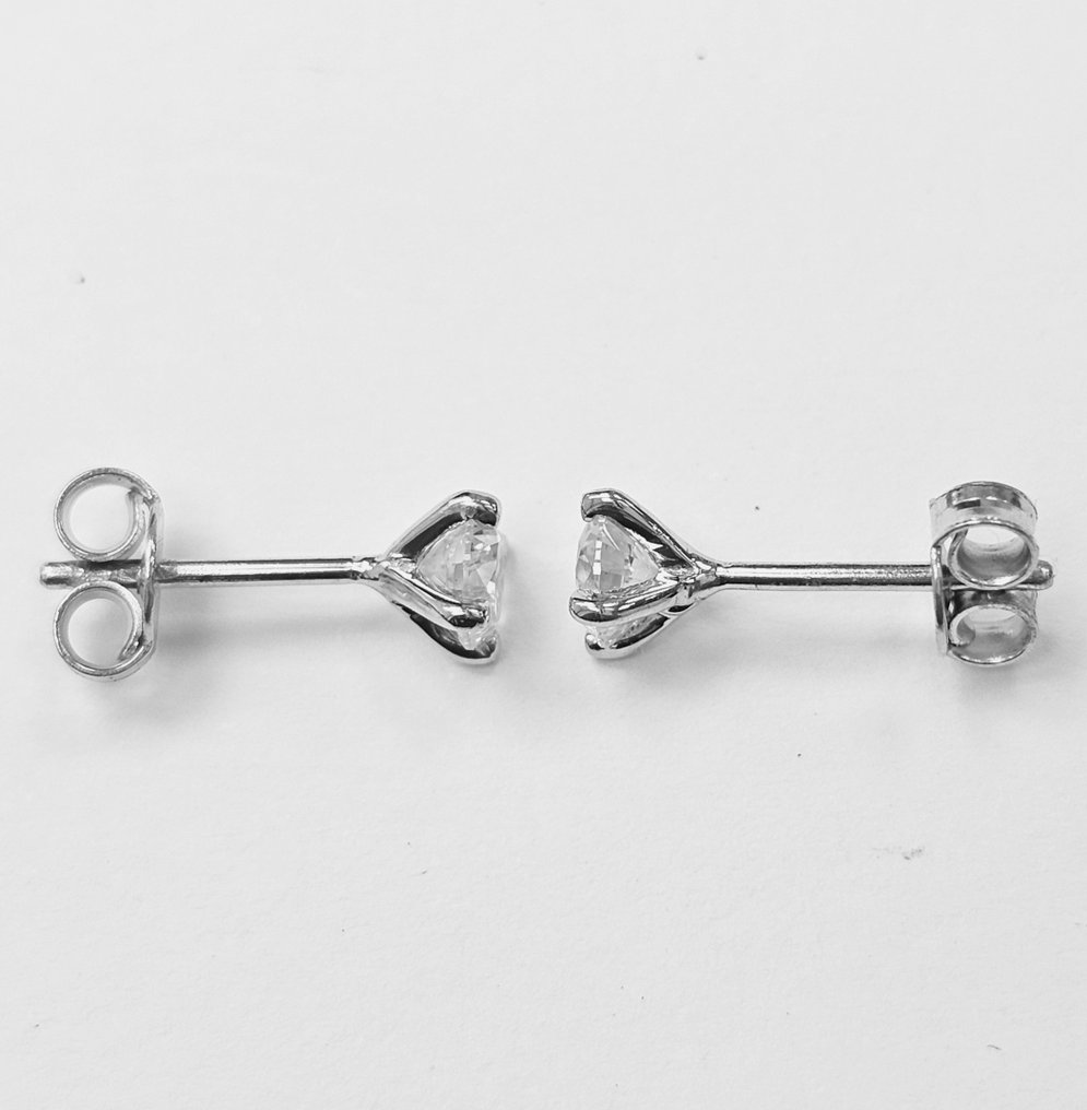耳环 - 14K包金 白金 -  0.60 tw. 钻石  (天然) #1.2