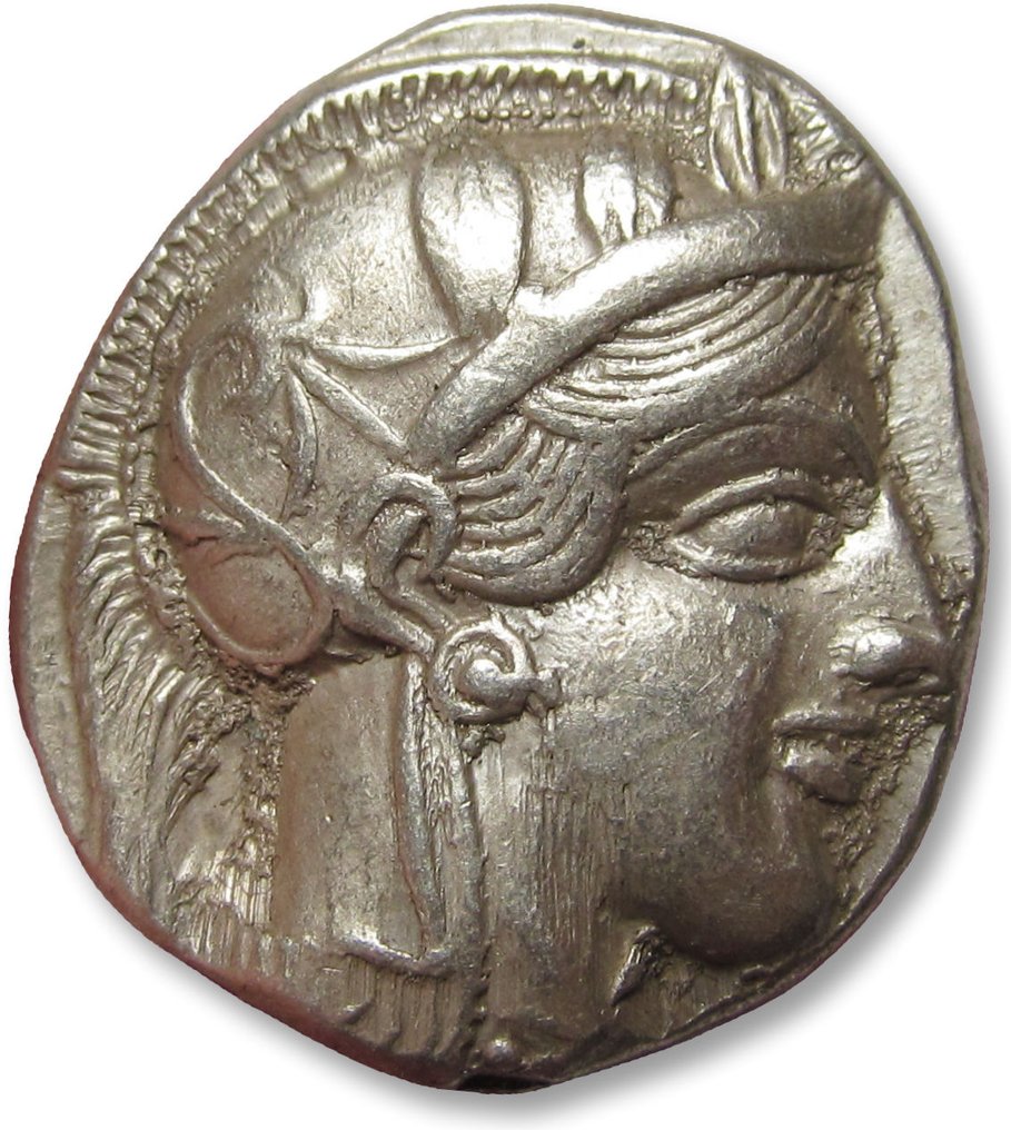 Attica, Atenas. Tetradrachm 454-404 B.C. - great example, large part of crest visible - #1.2