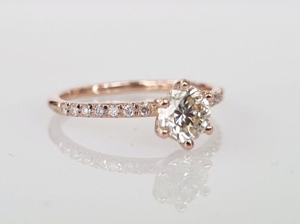 订婚戒指 - 14K包金 玫瑰金 -  0.82ct. tw. 钻石  (天然) #2.2