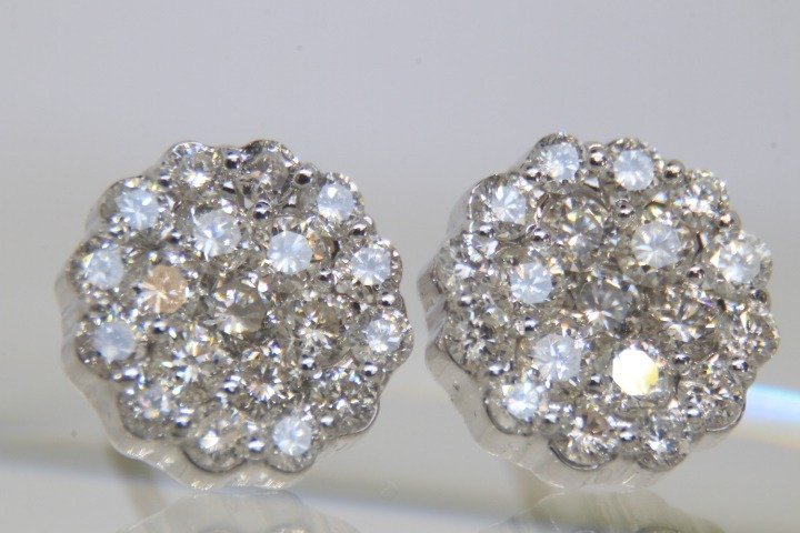 Boucles d'oreilles - 14 carats Or blanc -  2.00ct. tw. Diamant  (Naturelle) #3.2