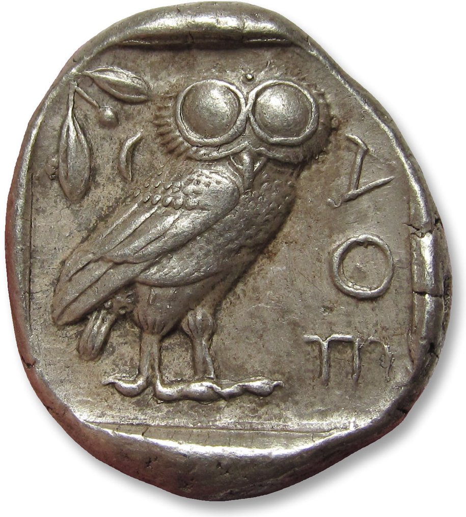 阿提卡， 雅典. Tetradrachm 454-404 B.C. - great example, large part of crest visible - #1.1
