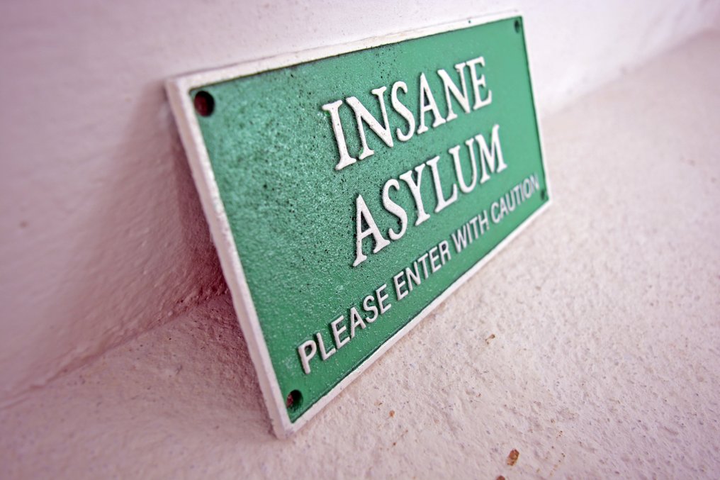 Semn publicitar - Azil de nebuni - Fontă #2.1
