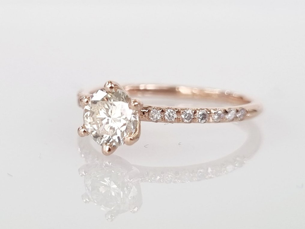 订婚戒指 - 14K包金 玫瑰金 -  0.82ct. tw. 钻石  (天然) #2.3