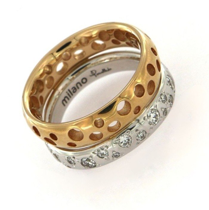 χωρίς τιμή ασφαλείας - Pomellato - Δαχτυλίδι - Milano - 18 καράτια Λευκός χρυσός, Κίτρινο χρυσό -  0.81ct. tw. - Διαμάντι #3.2