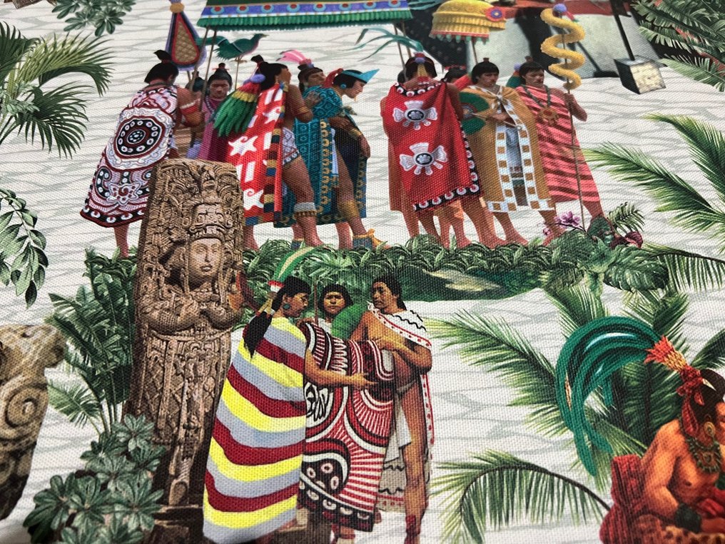 Raro ed esclusivo tessuto in cotone- tema popolo Azteco - Polsterstoff  - 300 cm - 280 cm #3.2