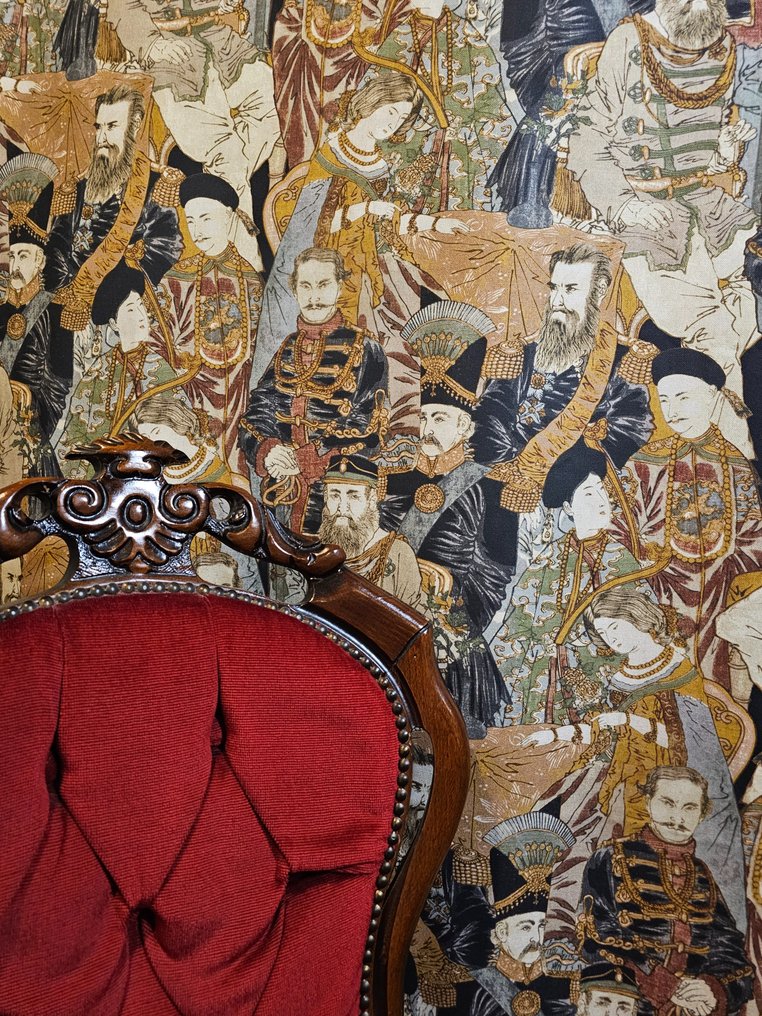 600x140cm! Ράβδωτο αυθεντικό ύφασμα «Πορτρέτο των Ηγεμόνων του Κόσμου» 1870 - Artmaison Exclusive - Ύφασμα - 600 cm - 140 cm #2.1