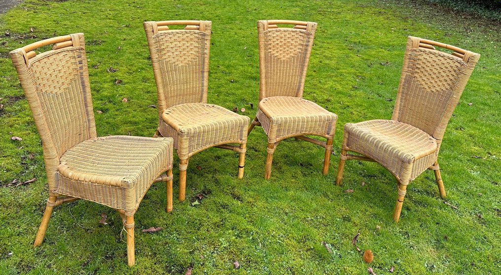 Chair (4) - Wood , ratan #1.1