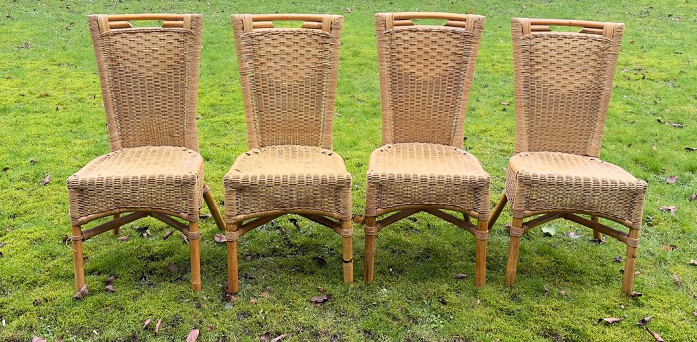 Chair (4) - Wood , ratan #2.1