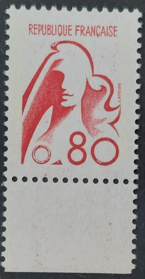 法國 1975 - 瑪麗安·德·貝克特，80 c。紅色，三種色調，小牛證書 - Yvert 1841A, 1841B et 1841C #2.1