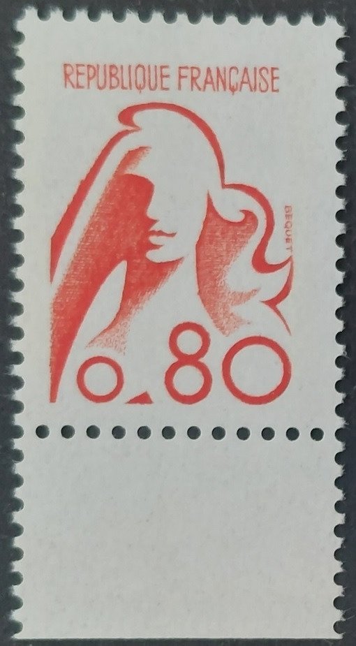 Ranska 1975 - Marianne de Bequet, 80 c. punainen, KOLME sävyä, Calves-sertifikaatit - Yvert 1841A, 1841B et 1841C #3.1