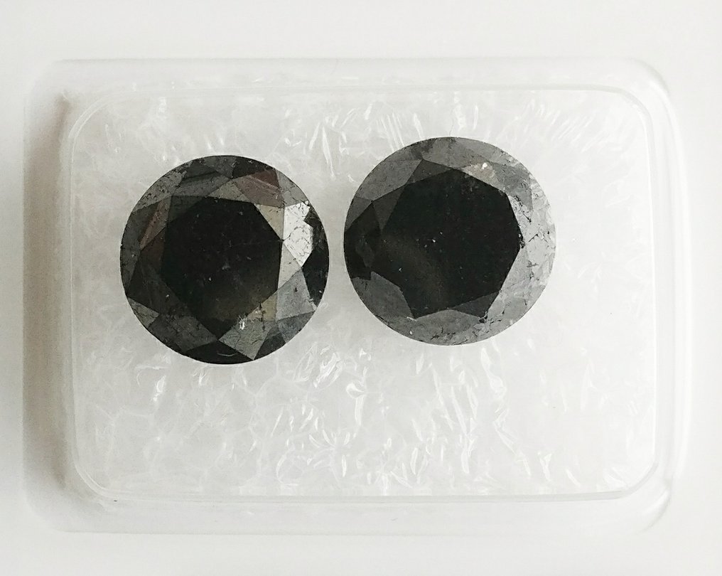 2 pcs 鑽石 - 5.91 ct - 圓形明亮式 - Fancy Black - N/A #3.1