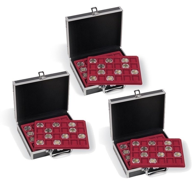 Asusteet. Leuchtturm - Muntkoffers (3 stuks) met elk 6 munttableaus voor het opbergen van 144 munten (33mm) (Ei pohjahintaa) #1.0