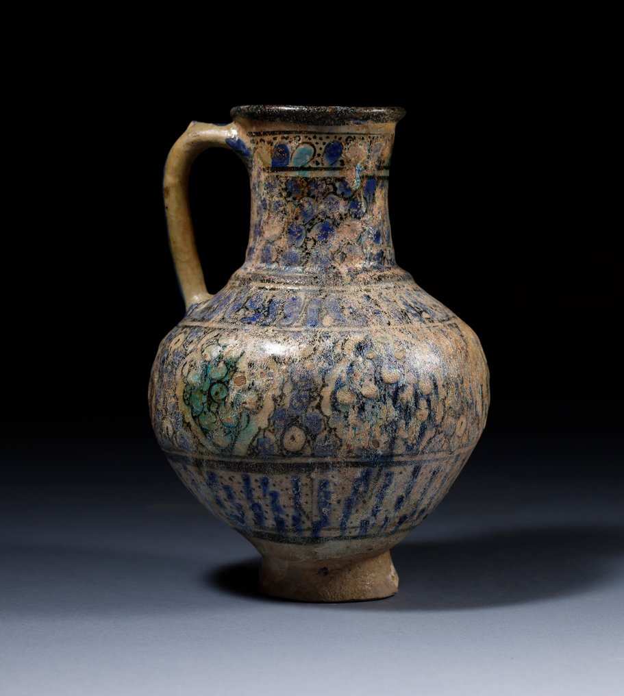 Islamisch Keramik Persischer Krug, Raqqa mit spanischer Exportlizenz - 24 cm #1.1