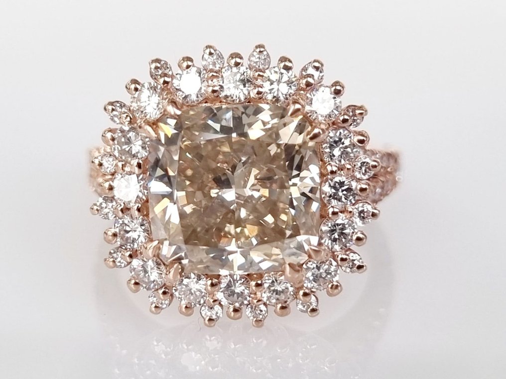 Pierścionek koktajlowy - 14-karatowe Różowe złoto -  6.33ct. tw. Diament - Diament #1.1