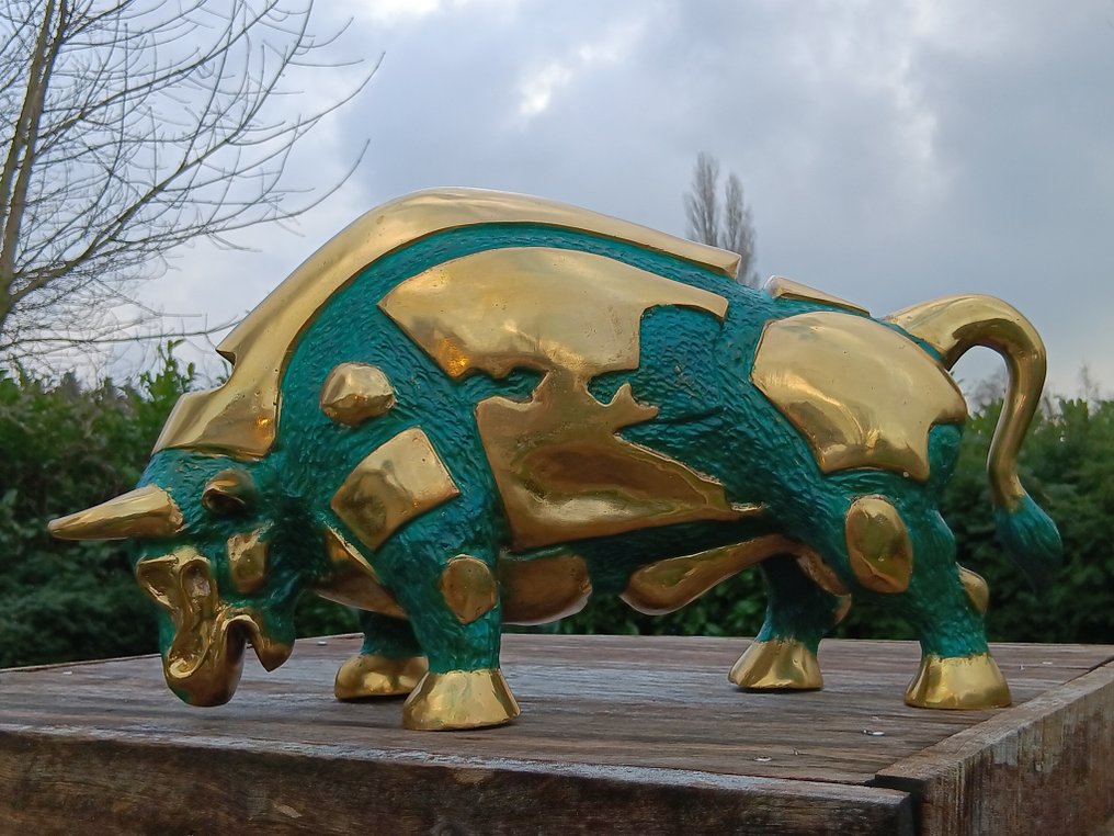Άγαλμα, green bull - 30 cm - Μπρούντζος #4.3
