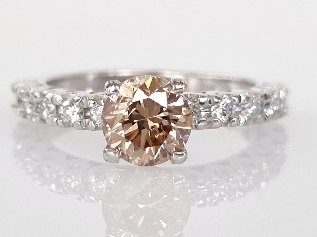 Anel de noivado - 14 K Ouro branco -  1.38ct. tw. Diamante  (Natural) #1.1