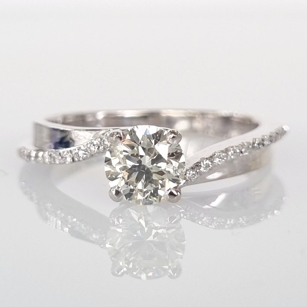 订婚戒指 白金 -  0.82 tw. 钻石  (天然) #1.1
