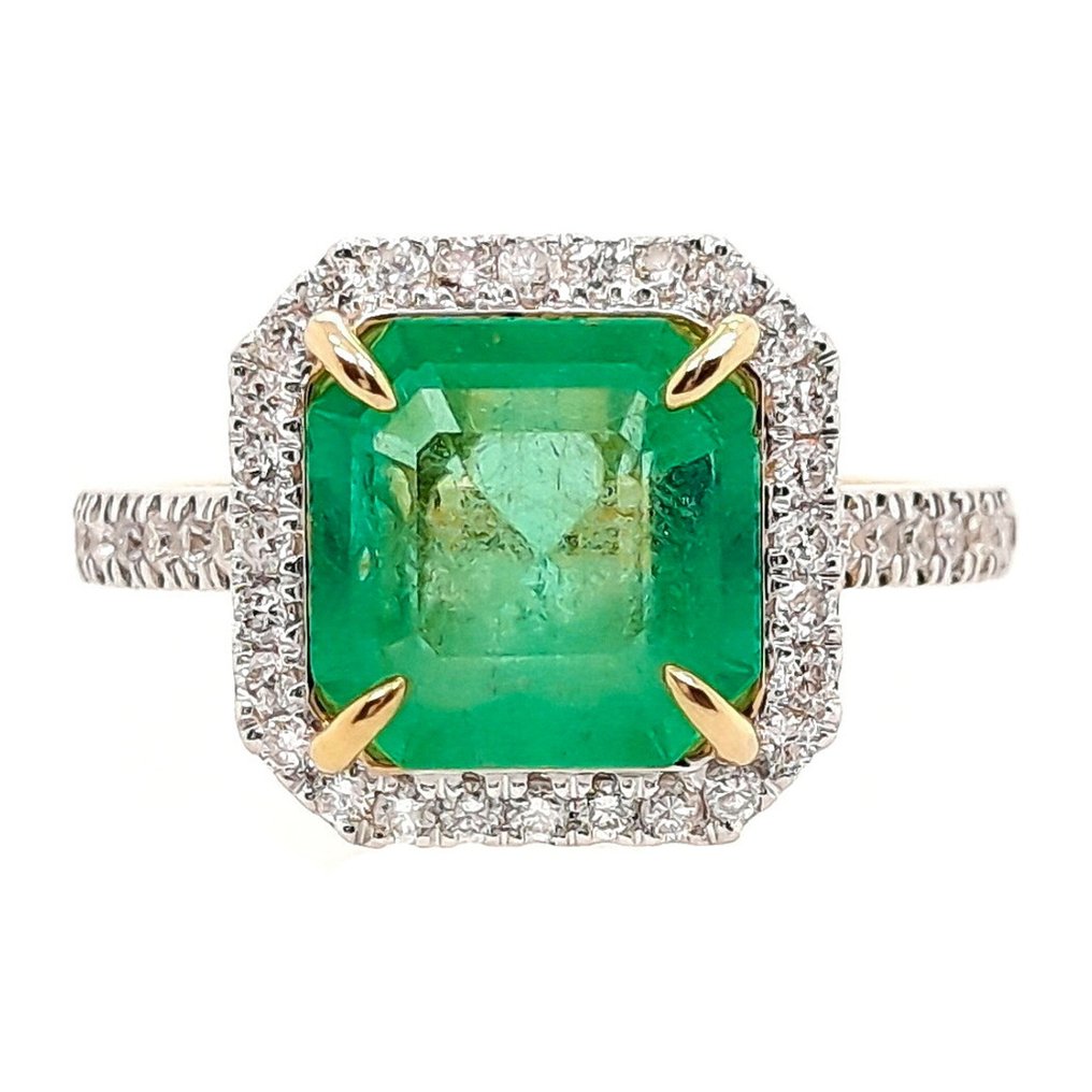 Ring Geel goud, Witgoud Smaragd - Diamant #1.1