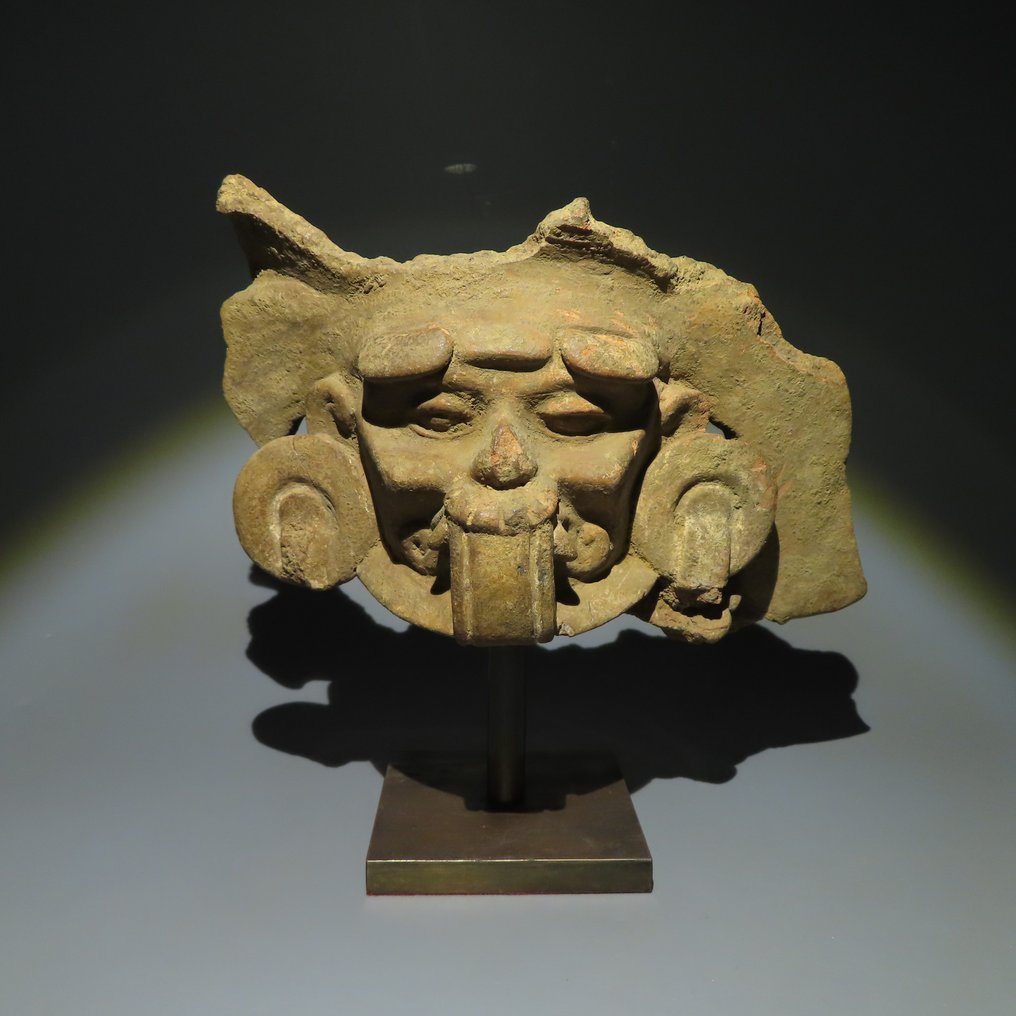 Maya Terracotta Maschera. I millennio a.C. Lunghezza 20 cm. Licenza di esportazione spagnola. Prova TL. #1.1