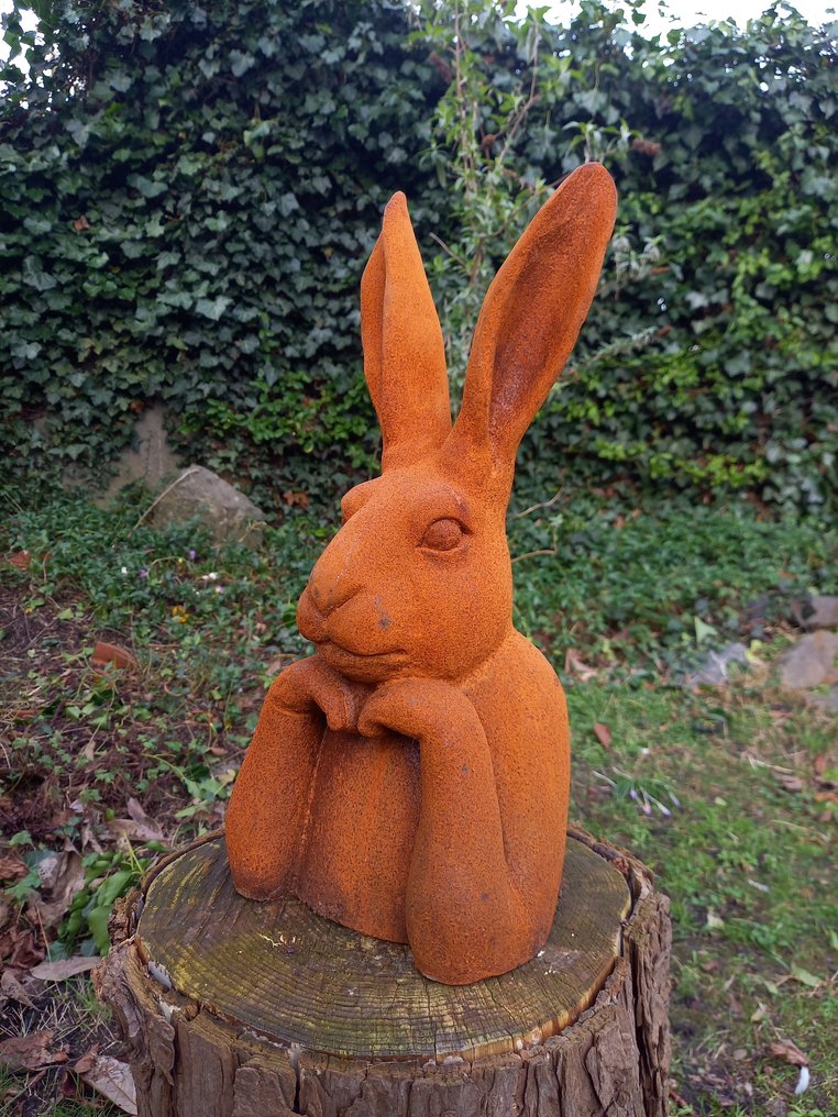 Γλυπτό, "THINKING RABBIT" - 40 cm - Cast iron #3.2