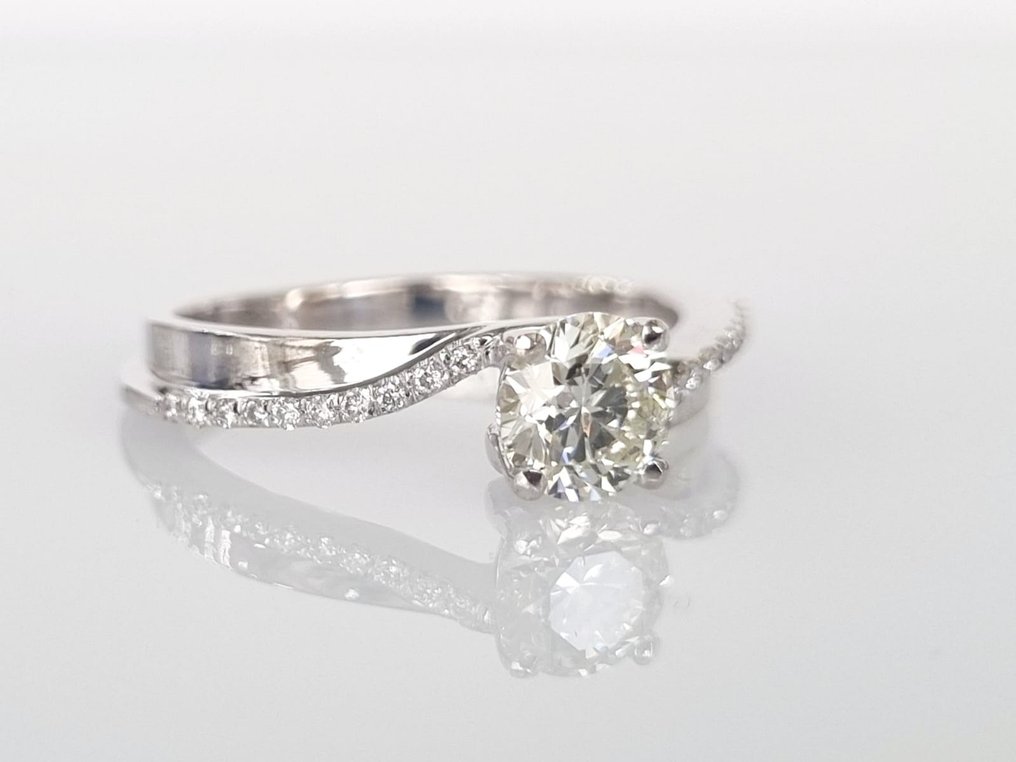 Anello di fidanzamento Oro bianco -  0.82 tw. Diamante  (Naturale) #2.1