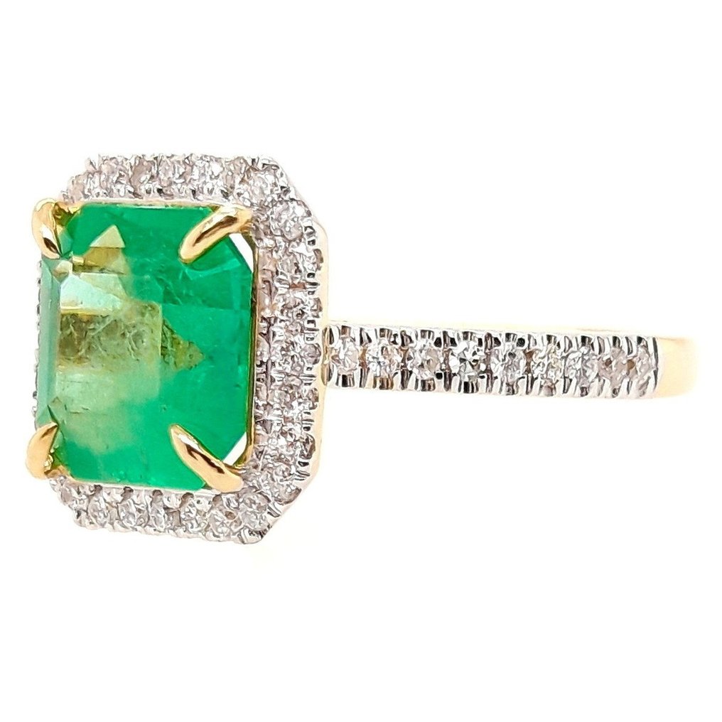 Ring Geel goud, Witgoud Smaragd - Diamant #3.1