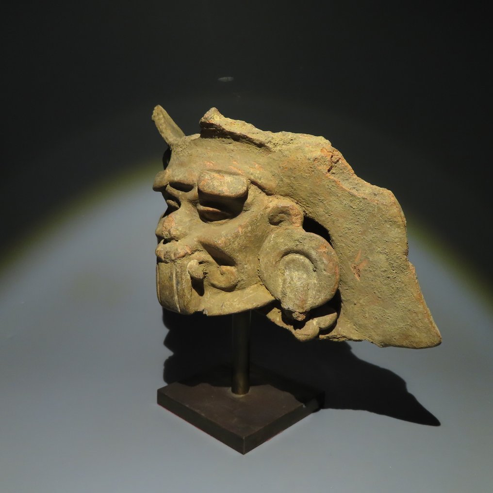 Maya Terracotta Maschera. I millennio a.C. Lunghezza 20 cm. Licenza di esportazione spagnola. Prova TL. #1.2