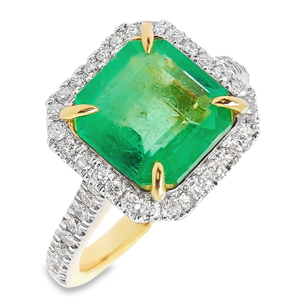 Ring Gulguld, Hvidguld Smaragd - Diamant #1.2