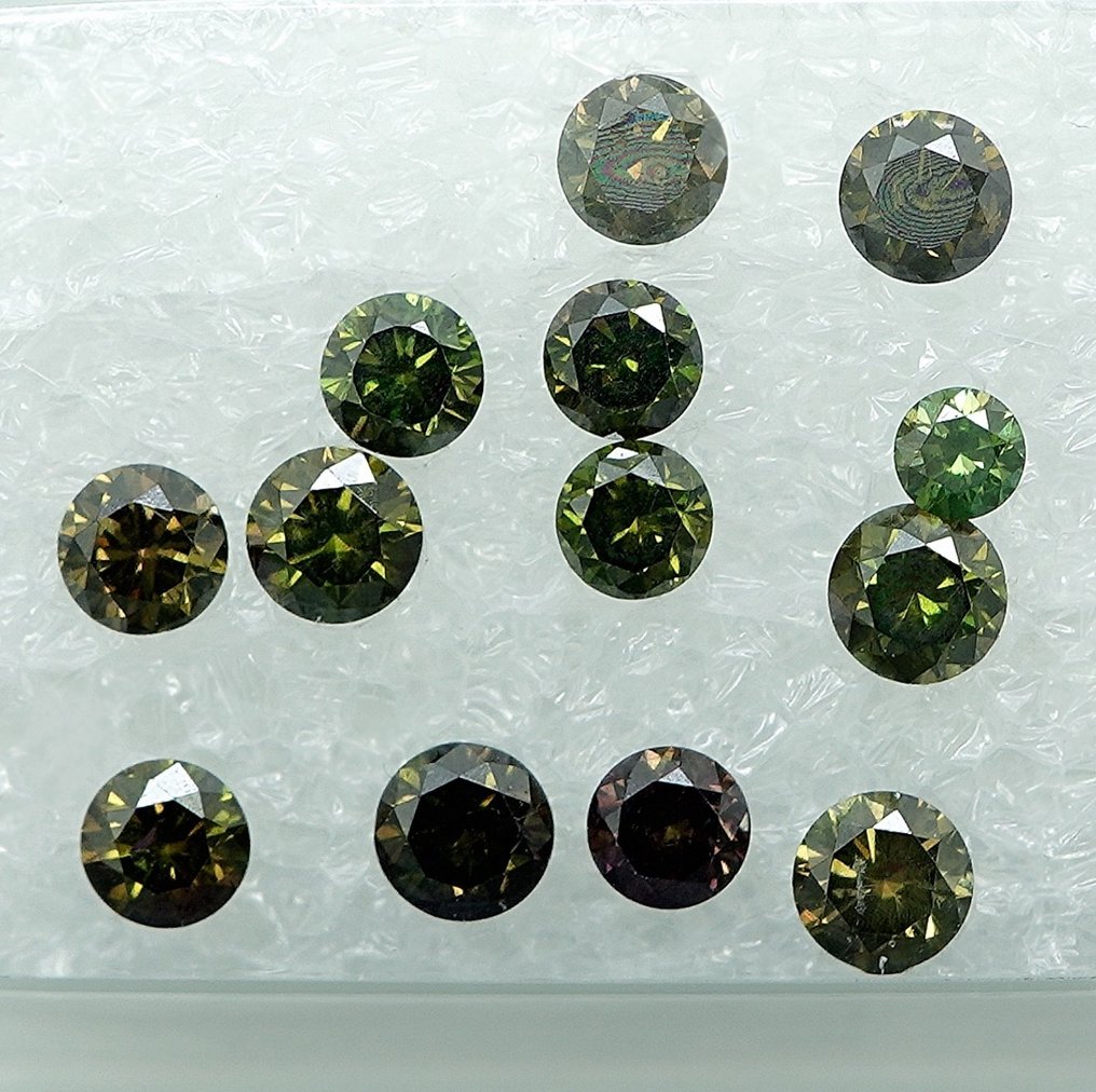 13 pcs Diamant (Farvebehandlet) - 1.03 ct - VS1, I1 - Gem Report Antwerp (GRA) #1.0