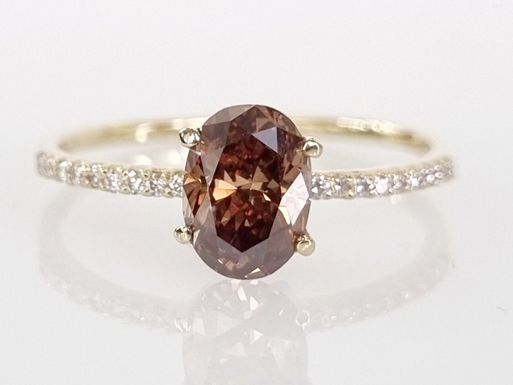 订婚戒指 - 14K包金 黄金 -  1.17ct. tw. 钻石  (天然) #1.1