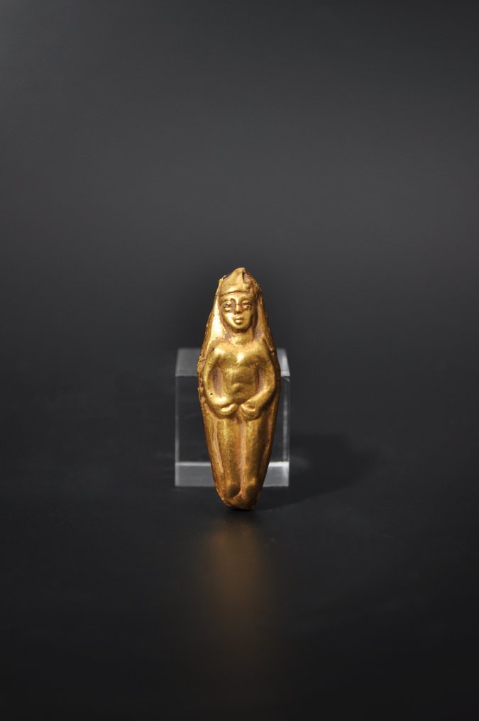 Gandhara Foi de aur peste miez bituminos Mărgele Buddha figurală îmbrăcată cu aur Gandharan - 40.91 mm #2.1