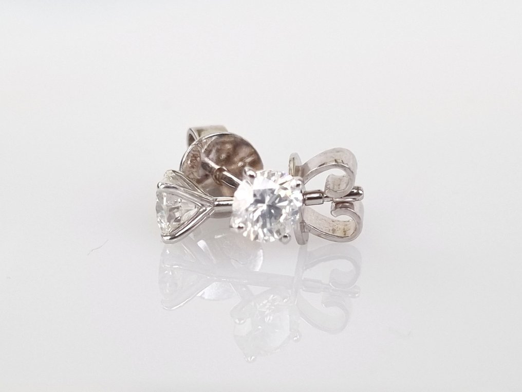 Καρφωτά σκουλαρίκια Λευκός χρυσός Διαμάντι  (Φυσικό) #2.2