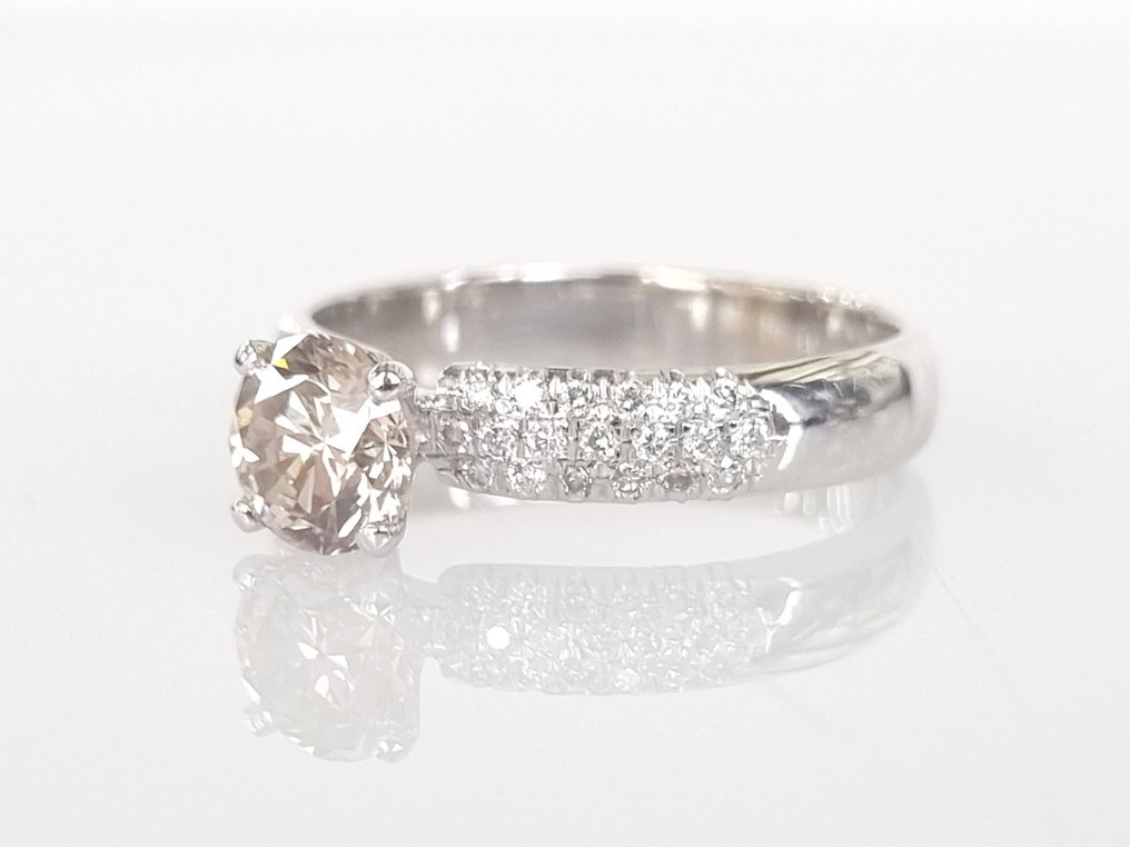 Jegygyűrű - 14 kt. Fehér arany -  1.03 tw. Gyémánt  (Természetes) #3.1