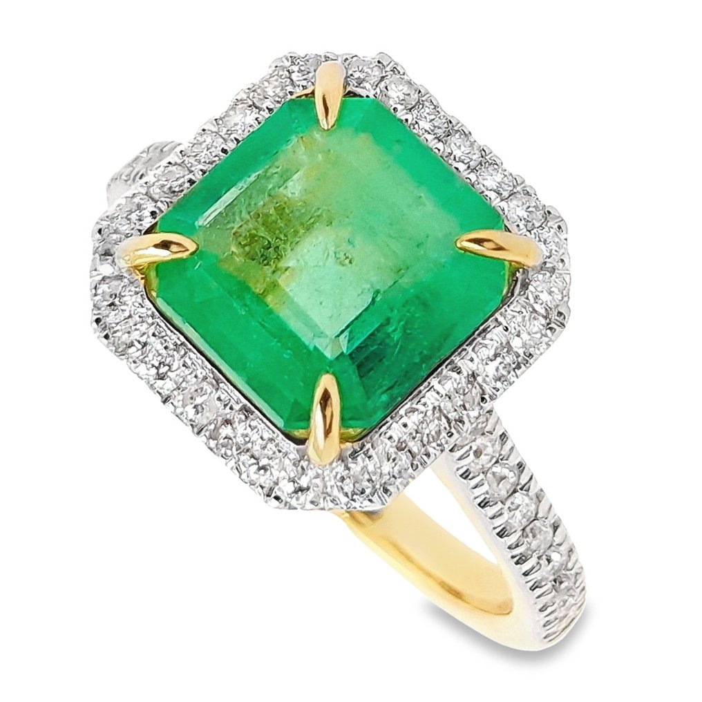 Ring Geel goud, Witgoud Smaragd - Diamant #3.2