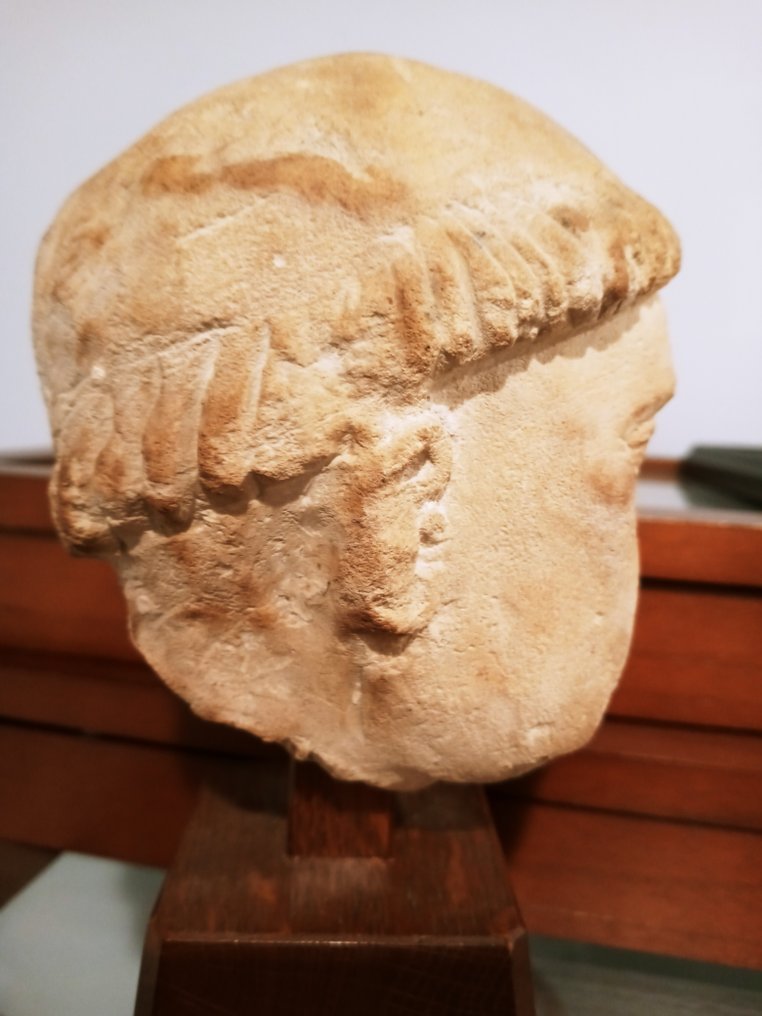 Mittelalterlich Stein Kopf eines Mönchs 14.-15. Jahrhundert - ex Sotheby's (H 11,4 cm) - 4.5 in #2.2