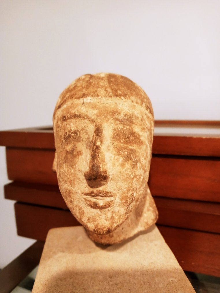 Cypriotisch Terracotta Hoofd van een Kouros - 11.4 cm #2.2