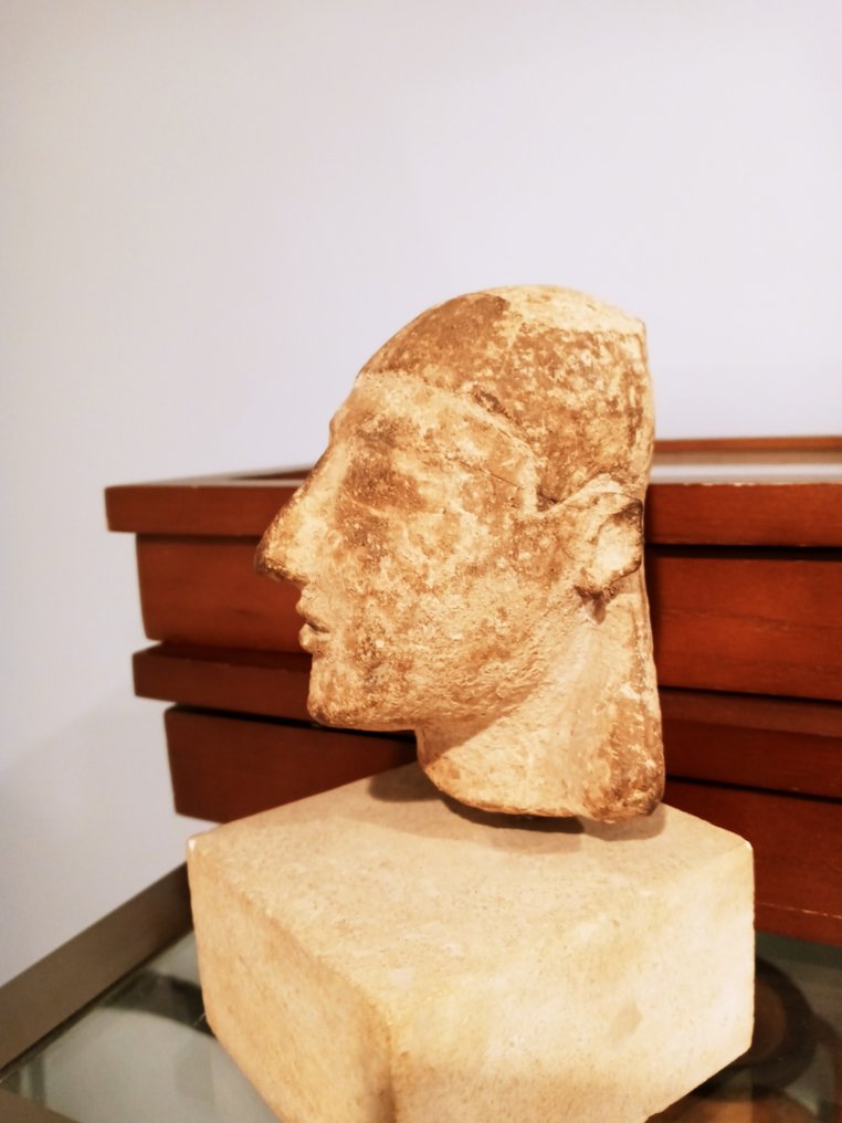 zypriotisch Terracotta Kopf eines Kouros - 11.4 cm #2.1